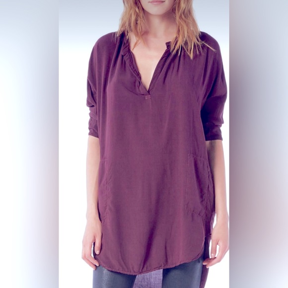 MICHAEL STARS 3/4 SLEEVE SPLIT NECK TUNIC PURPLE SMALL NWOT - Picture 2 of 9